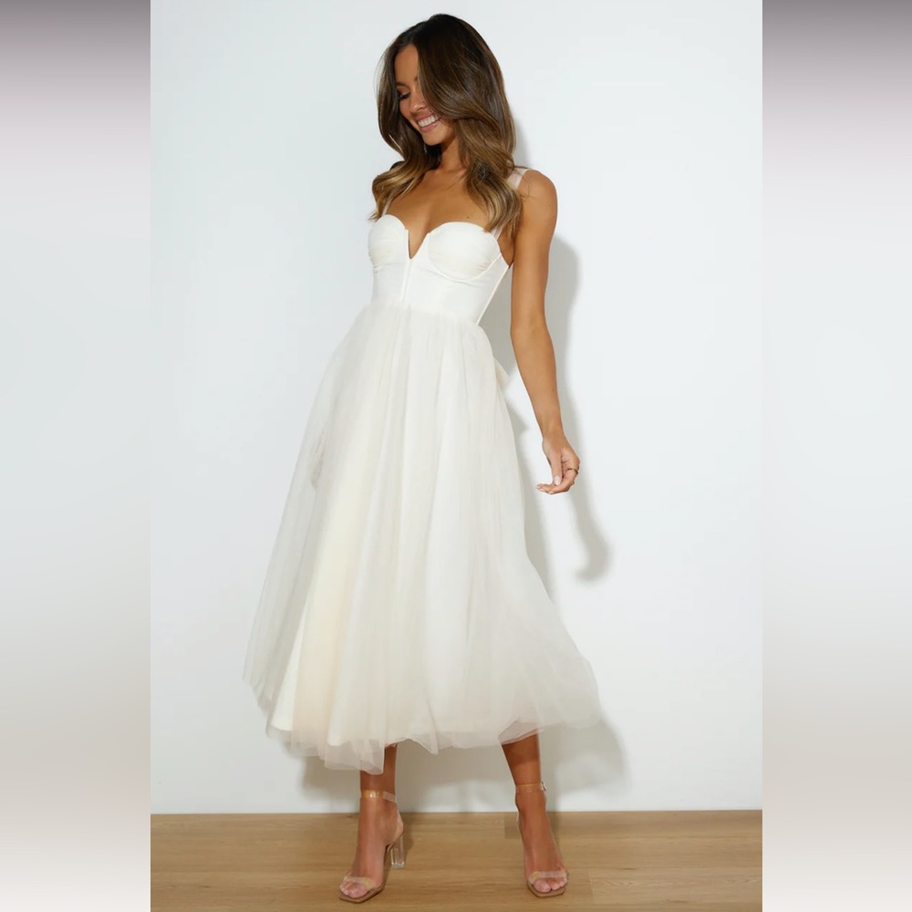 FAIRYTALE WORLD MIDI DRESS CREAM